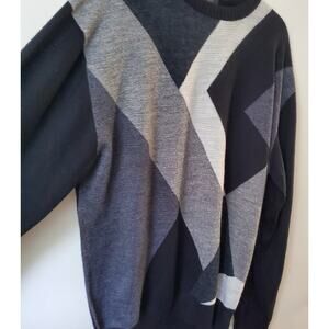 Vintage Protege Collection Geometric Sweater XL Mens Black & Gray